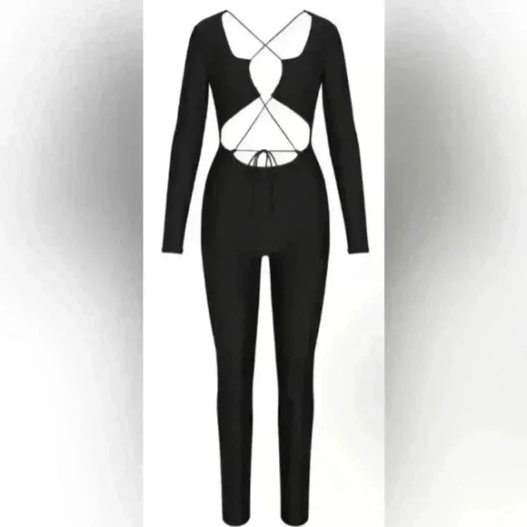 SKIMS size extra large black onyx lace up cat suit lace-up cat suit full body - Picture 2 of 4